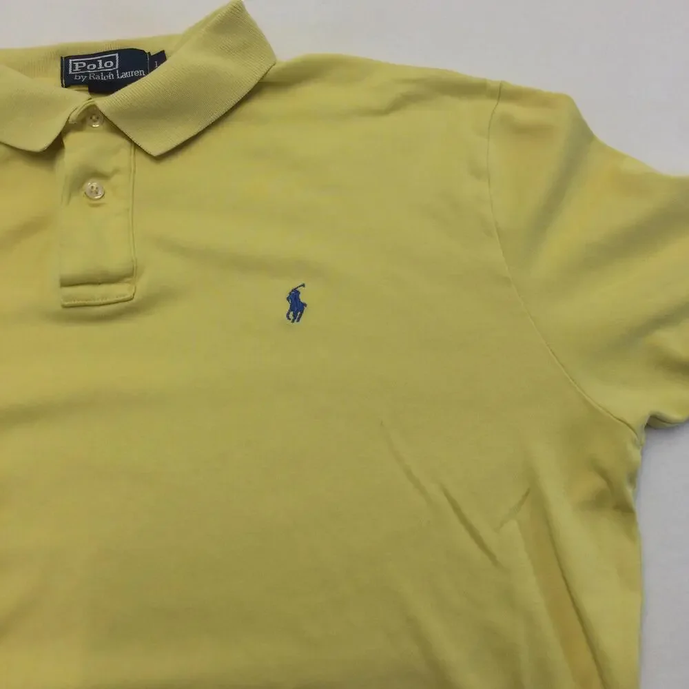 Polo Ralph Lauren Polo Shirt Mens Large Yellow 100% Cotton Short Sleeve Casual